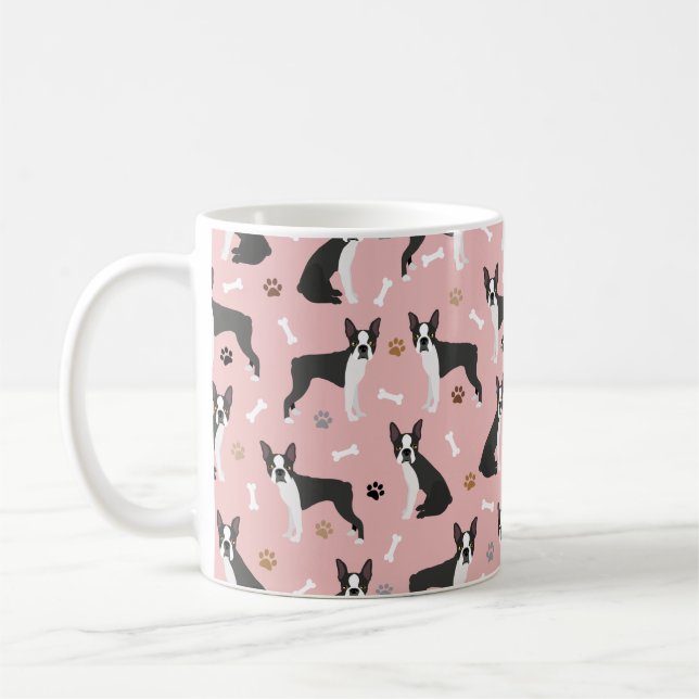 Boston Terrier Bones and Paws Coffee Mug (Left)