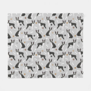 Boston Terrier Bones and Paws Fleece Blanket