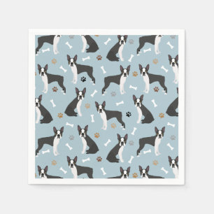 Boston Terrier Bones and Paws Napkin