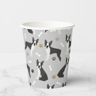 Boston Terrier Bones and Paws Paper Cups