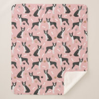 Boston Terrier Bones and Paws Sherpa Blanket