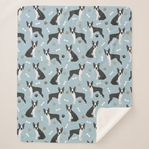 Boston Terrier Bones and Paws Sherpa Blanket