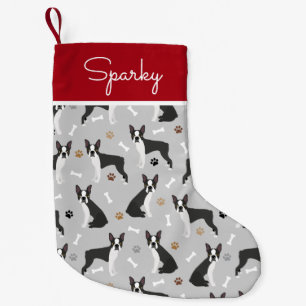 Boston Terrier Bones and Paws Small Christmas Stocking