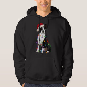 Boston Terrier Bostie Christmas Lights Xmas Dog Lo Hoodie