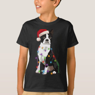 Boston Terrier Bostie Christmas Lights Xmas Dog Lo T-Shirt