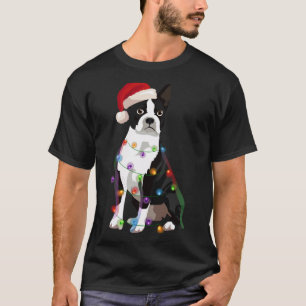 Boston Terrier Bostie Christmas Lights Xmas Dog Lo T-Shirt