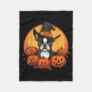 Boston Terrier Bostie Dog Breed Pet Halloween Fleece Blanket