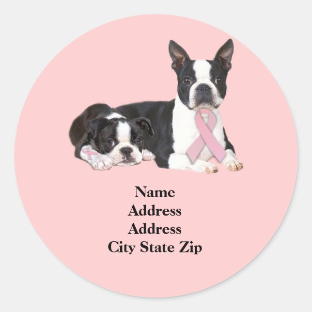 Boston Terrier Breast Cancer Address Label (Front)