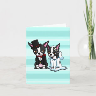 Boston Terrier Bride and Groom Card