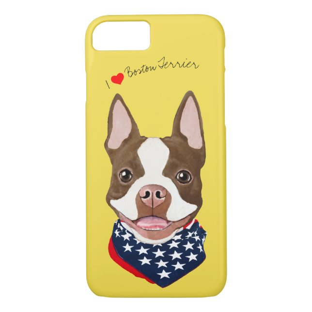 Boston Terrier (Brown) Illustrated Cell Phone Case (Back)
