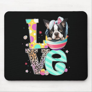 Boston Terrier Bunny Face Dog Animal Lover Easter Mouse Mat