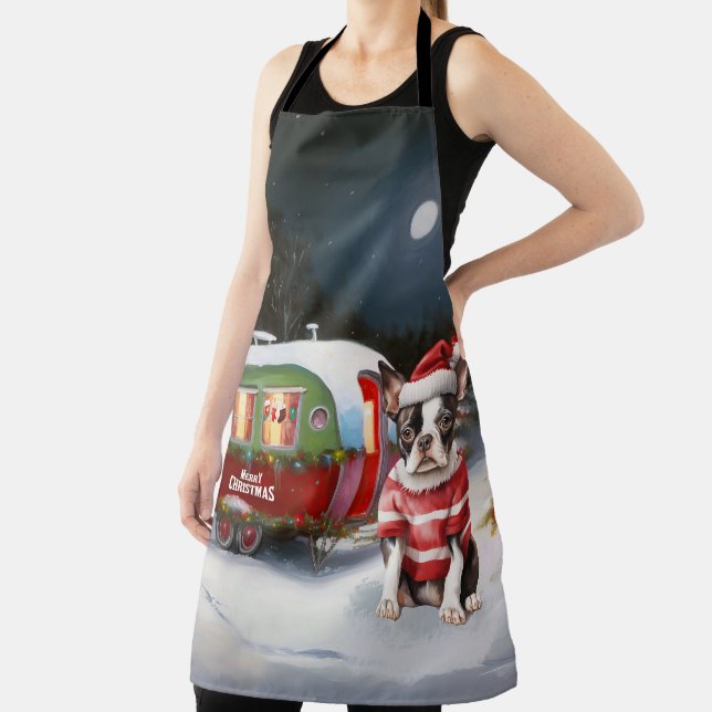 Boston Terrier Caravan Christmas Adventure  Apron (Insitu)