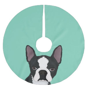 boston terrier cartoon brushed polyester tree skirt