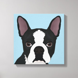 boston terrier cartoon canvas print