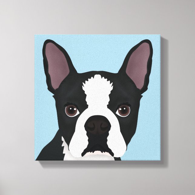 boston terrier cartoon canvas print (Front)