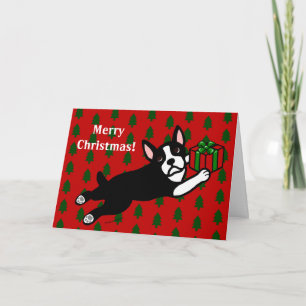 Boston Terrier Cartoon Christmas Cards