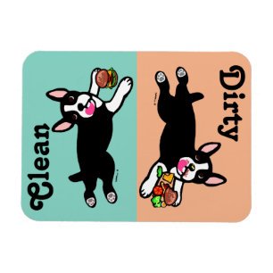 Boston Terrier Cartoon Dirty / Clean Magnet