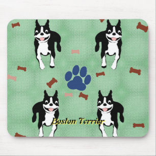 Boston Terrier Cartoon Mouse Mat