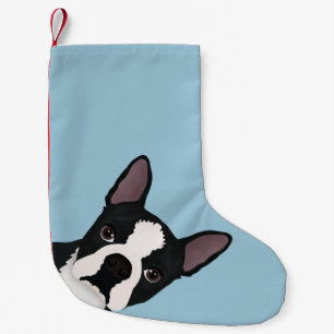 boston terrier cartoon small christmas stocking