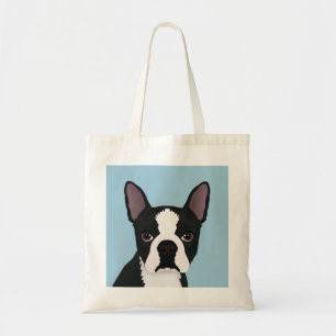 boston terrier cartoon tote bag