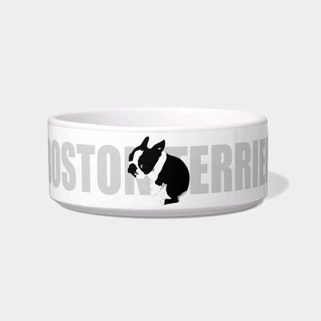 Boston Terrier Ceramic Pet Bowl (Front)