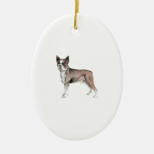 Boston Terrier Ceramic Tree Decoration