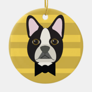 Boston Terrier Ceramic Tree Decoration