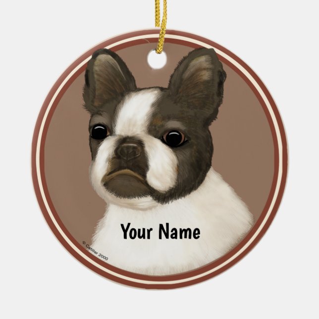 Boston Terrier Ceramic Tree Decoration (Front)