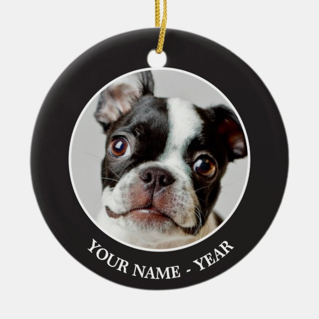 Boston Terrier Ceramic Tree Decoration (Front)