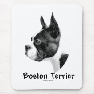 Boston Terrier Charcoal 2 Mouse Mat