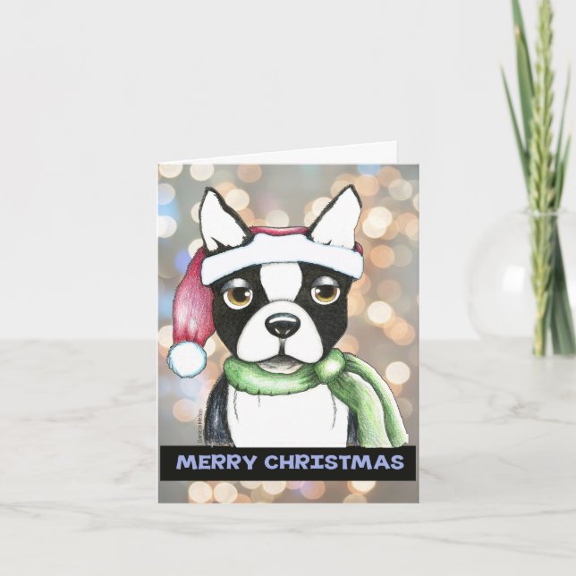 Boston Terrier Christmas Card (Front)