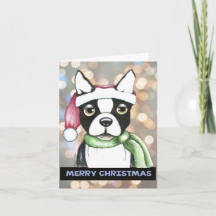 Boston Terrier Christmas Card