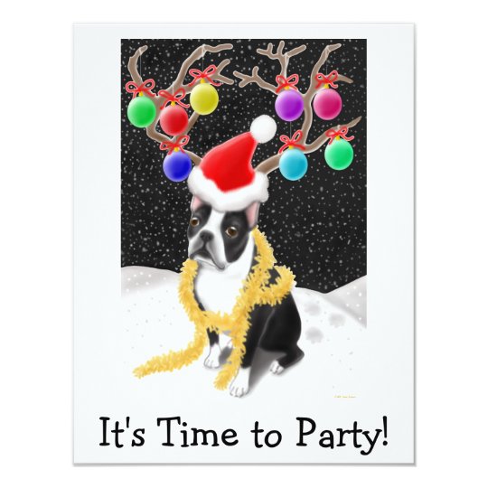 Boston Terrier Christmas Card