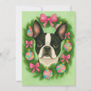 Boston Terrier Christmas Card