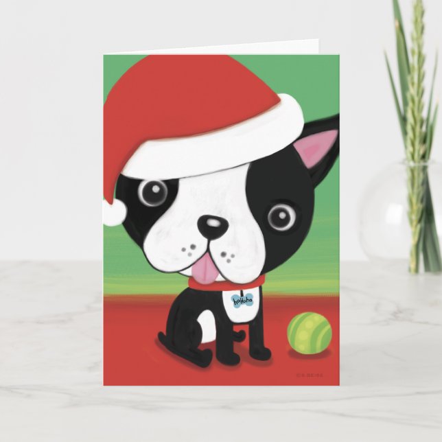 Boston Terrier Christmas Card (Front)