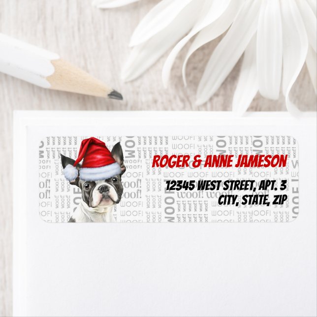 Boston Terrier Christmas Dog Return Address (Insitu)