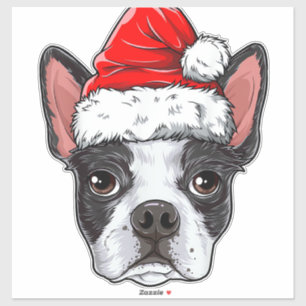 Boston Terrier Christmas Dog Santa Hat Xmas Boys K