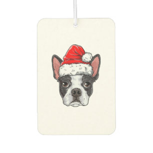 Boston Terrier Christmas Dog Santa Hat Xmas Boys K Car Air Freshener