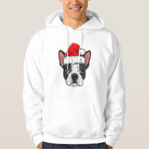 Boston Terrier Christmas Dog Santa Hat Xmas Boys K Hoodie
