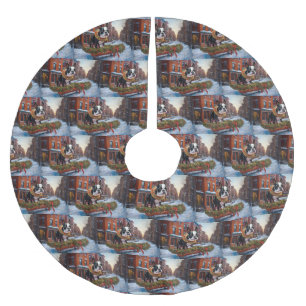 Boston Terrier Christmas Festive Season Brushed Polyester Tree Skirt