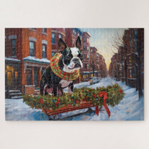 Boston Terrier Christmas Festive Season Jigsaw Puzzle