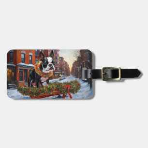 Boston Terrier Christmas Festive Season Luggage Tag