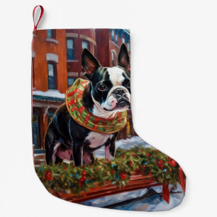 Boston Terrier Christmas Festive Season Small Christmas Stocking