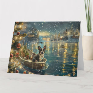 Boston Terrier Christmas Festive Voyage Card
