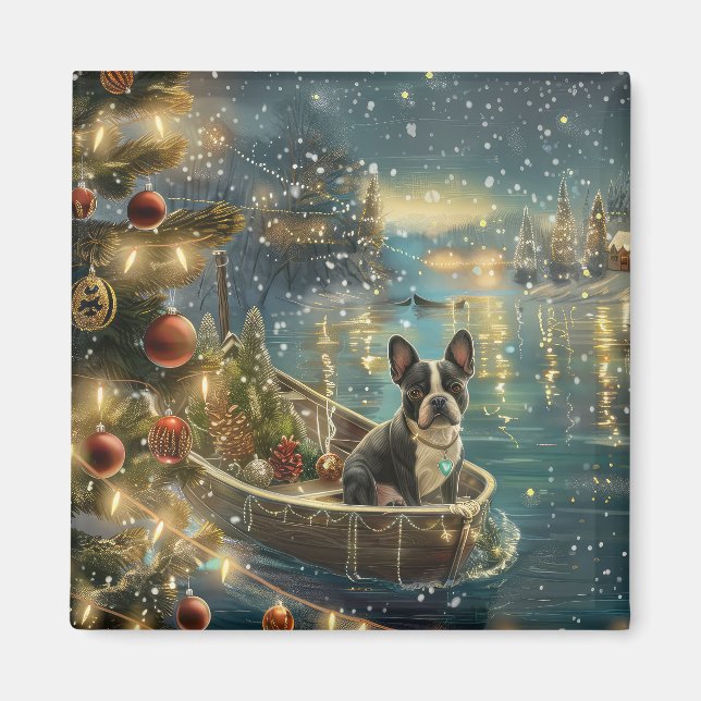 Boston Terrier Christmas Festive Voyage Magnet (Front)