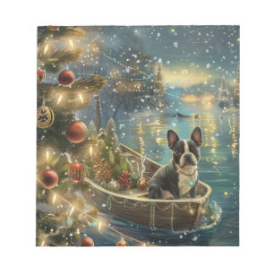 Boston Terrier Christmas Festive Voyage Notepad