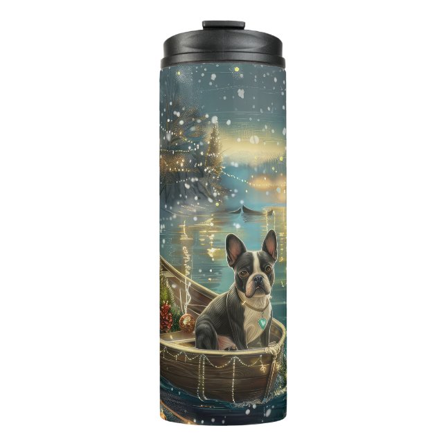Boston Terrier Christmas Festive Voyage Thermal Tumbler (Front)