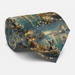 Boston Terrier Christmas Festive Voyage Tie