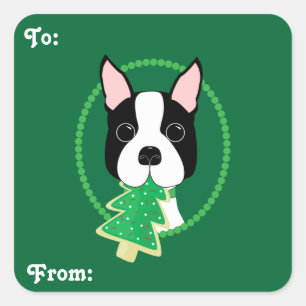 Boston Terrier Christmas Gift Stickers
