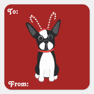 Boston Terrier Christmas Gift Stickers